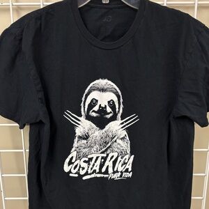 Black Costa Rica Scary Sloth T-Shirt size large. Short sleeve. Cotton. EUC